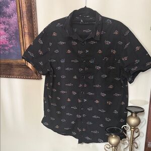 21men Black Shirt with Colorful Pattern